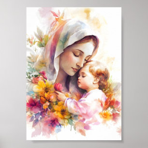 Maagd Maria en Kind Jezus Madonna Gezegende Moeder Poster