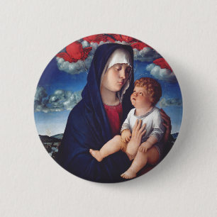 Maagd Maria en Kind Klassieke Religieuze Kunst Ronde Button 5,7 Cm