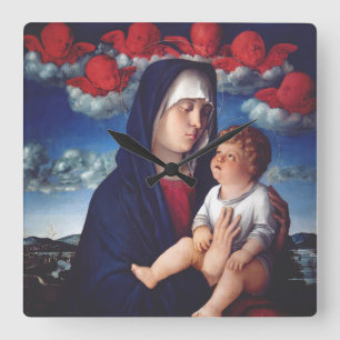 Maagd Maria en Kind Klassieke Religieuze Kunst Vierkante Klok