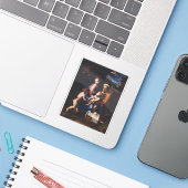 Maagd Maria en Kind met Johannes de Doper Sticker (Laptop met iPhone)