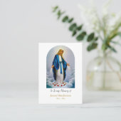 Maagd Maria en Rode Rozen Memorial Gebed Kaart Plaatskaartje (Staand voorkant)