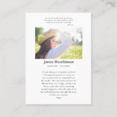 Maagd Maria en Rode Rozen Memorial Gebed Kaart Plaatskaartje (Achterkant)