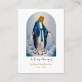 Maagd Maria en Rode Rozen Memorial Gebed Kaart Plaatskaartje (Voorkant)