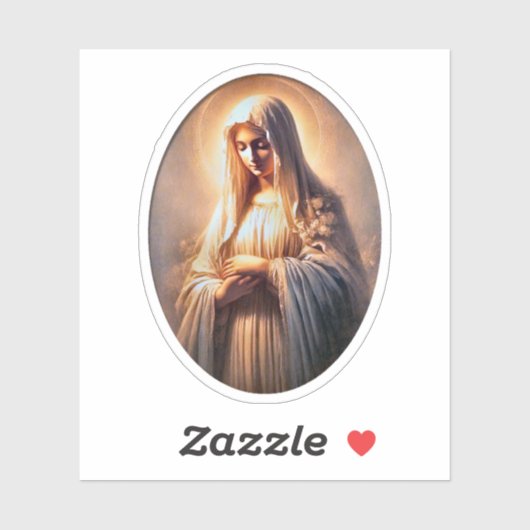 Maagd Maria en Rozen Vinyl Sticker (Vel)