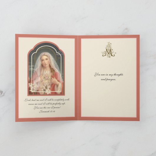 Maagd Maria Floral Scripts Kaart (Binnen)