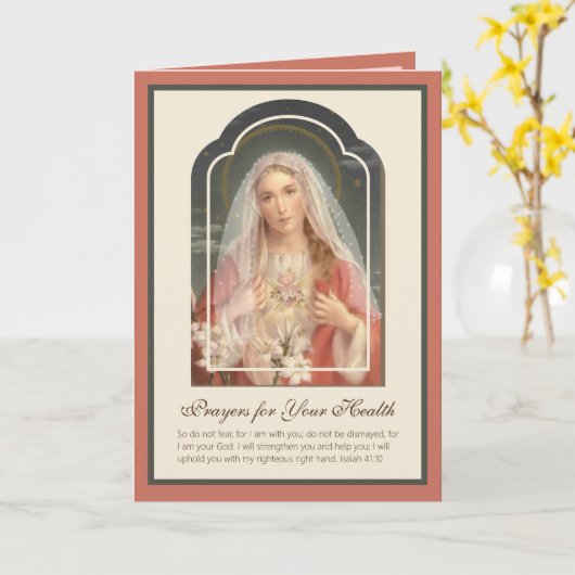 Maagd Maria Floral Scripts  Kaart (Gele Bloem)