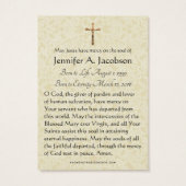 Maagd Maria Funeral Memorial Heilige Kaart (Achterkant)