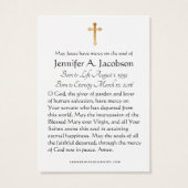 Maagd Maria Funeral Memorial Heilige Kaart (Achterkant)