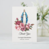 Maagd Maria Grote Rode Rozen Katholieke begrafenis Bedankkaart (Staand voorkant)