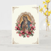 Maagd Maria Guadalupe Religieus Katholiek Kaart (Gele Bloem)