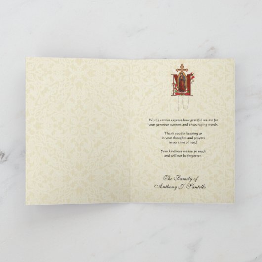 Maagd Maria Guadalupe - Religieuze condoleances Bedankkaart (Binnen)