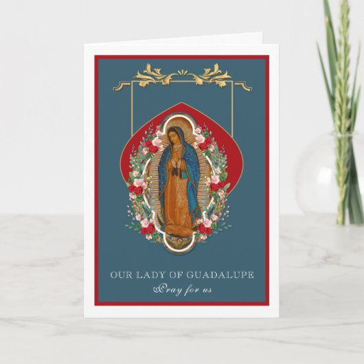 Maagd Maria Guadalupe Religieuze Vintage Rozen Kaart (Voorkant)