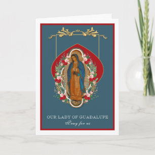 Maagd Maria Guadalupe Religieuze Vintage Rozen Kaart