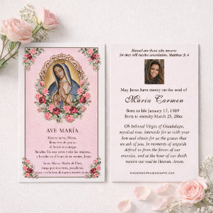 Maagd Maria Guadalupe Rozen Katholieke Uitvaart Visitekaartje