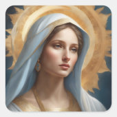 Maagd Maria Halo modern katholiek icoon Vierkante Sticker (Voorkant)