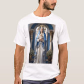Maagd Maria houdt Baby Jezus vast T-shirt (Voorkant)