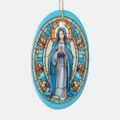 Maagd Maria in blauw Glas in lood Kerst Keramisch Ornament (Rechts)