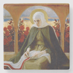 Maagd Maria in de Roos tuin (Albert Edelfelt) Stenen Onderzetter