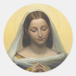 Maagd Maria in gebed ronde sticker