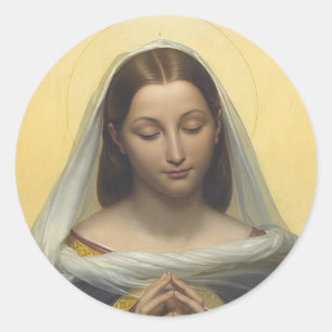 Maagd Maria in gebed ronde sticker