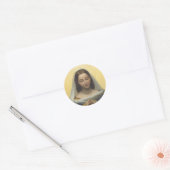 Maagd Maria in gebed ronde sticker (Envelop)