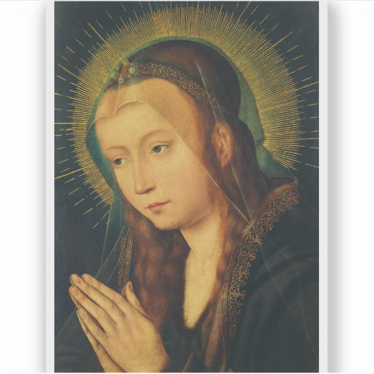 Maagd Maria in gebed Sticker (Voorkant)