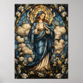 Maagd Maria in prachtige Glas in lood kunst Poster (Voorkant)