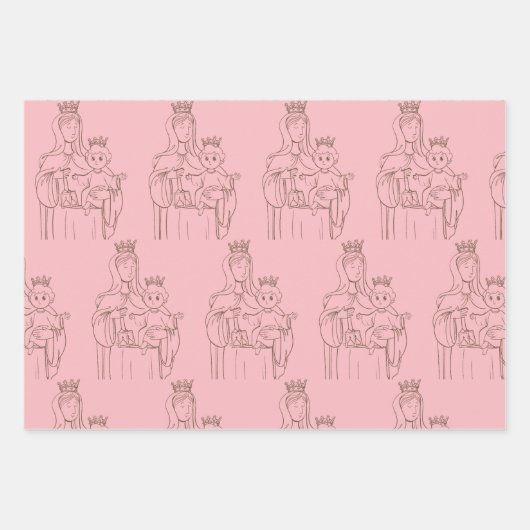 Maagd Maria, inpakpapier Flat Sheet Set van 3 (Voorkant 2)