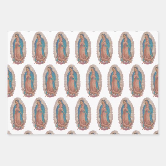 Maagd Maria, inpakpapier Flat Sheet Set van 3 Vel (Voorkant 3)