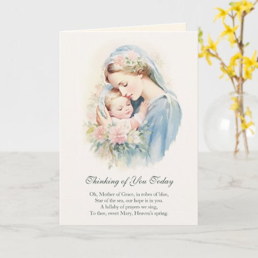 Maagd Maria Jezus Denken aan je gebed Kaart (Gele Bloem)