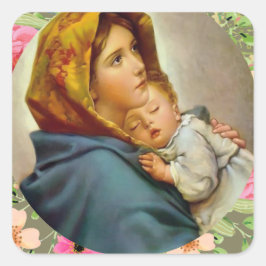Maagd Maria Jezus Heilige Moeder Gezegende Maria Vierkante Sticker