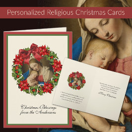 Maagd Maria Jezus Kerstmis Bloemenschrift Feestdagen Kaart