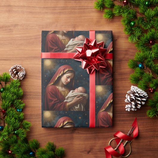 Maagd Maria & Jezus Kerstmis Geboorte Cadeaupapier (Feestdagen Geschenken)