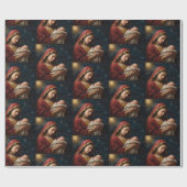 Maagd Maria & Jezus Kerstmis Geboorte Cadeaupapier (Vlak)