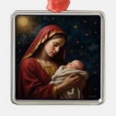 Maagd Maria & Jezus Kerstmis Geboorte Metalen Ornament (Voorkant)