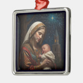 Maagd Maria & Jezus Kerstmis Geboorte Metalen Ornament (Links)