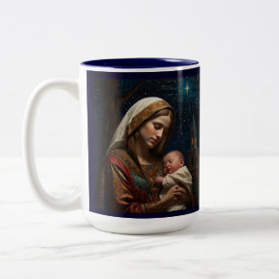 Maagd Maria & Jezus Kerstmis Geboorte Tweekleurige Koffiemok