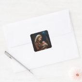 Maagd Maria & Jezus Kerstmis Geboorte Vierkante Sticker (Envelop)