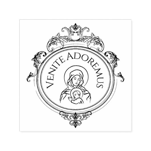 Maagd Maria Jezus Kerstmis Religieus Katholiek Zelfinktende Stempel (Design)