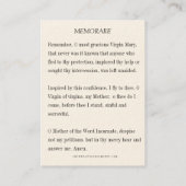 Maagd Maria Jezus Moeder van Goede Raad Memorare Visitekaartje (Achterkant)