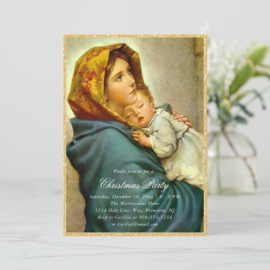 Maagd Maria & Jezus Religieus Kerstfeest Kaart (Staand voorkant)