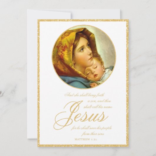 Maagd Maria & Jezus Religieus Kerstfeest Kaart (Achterkant)