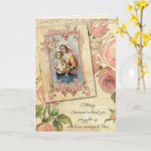 Maagd Maria Jezus Religieus Vintage Rozen Kaart (Gele Bloem)
