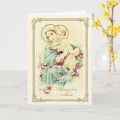 Maagd Maria Jezus Religieuze Katholieke Kaart (Gele Bloem)