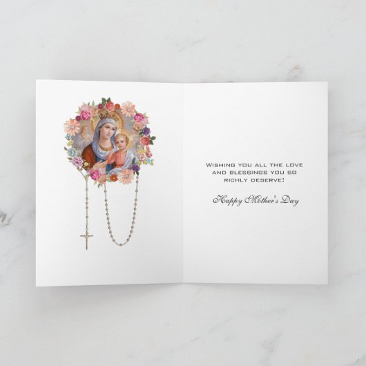 Maagd Maria Jezus Religieuze Moederdagkaart Kaart (Binnen)