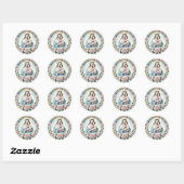 Maagd Maria Jezus Roze Rozen Katholiek Ronde Sticker (Vel)