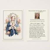 Maagd Maria Kaart voor het begrafenisgebed (Voorkant /achterkant)