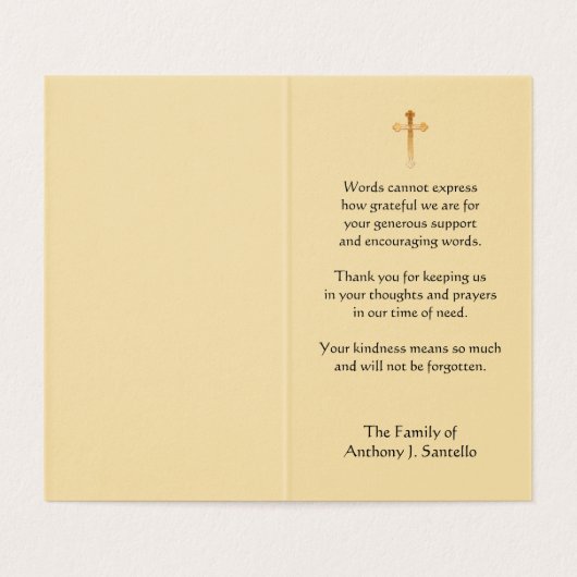 Maagd Maria katholiek condoleances bedankt Visitekaartje (Binnenkant ongevouwen)