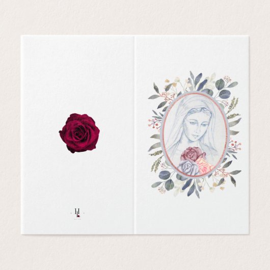 Maagd Maria katholiek condoleances Dank u kaarten (Buitenkant ongevouwen)