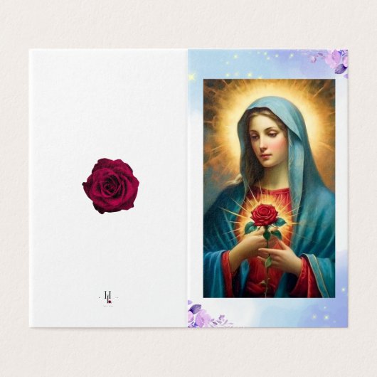 Maagd Maria katholiek condoleances Dank u kaarten (Buitenkant ongevouwen)